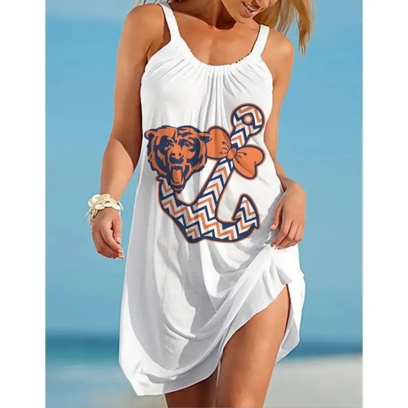 NFL Chicago Bears Print Halter Beach Dress