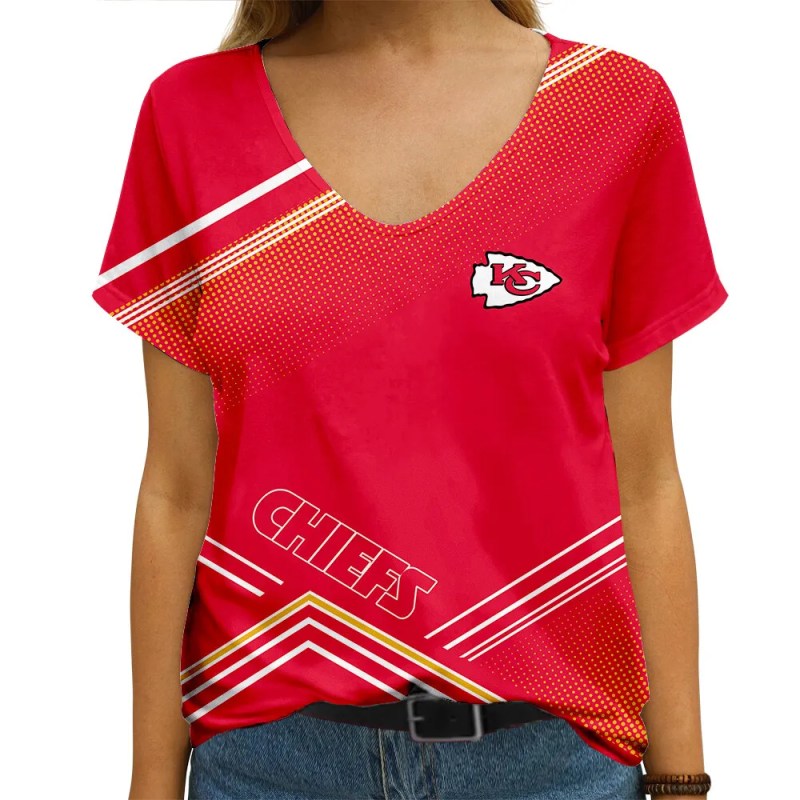 Kansas City Chiefs Women V-neck T-shirt