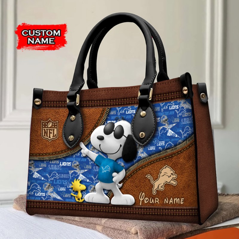 Detroit Lions Personalized Leather Hand Bag - Image 3