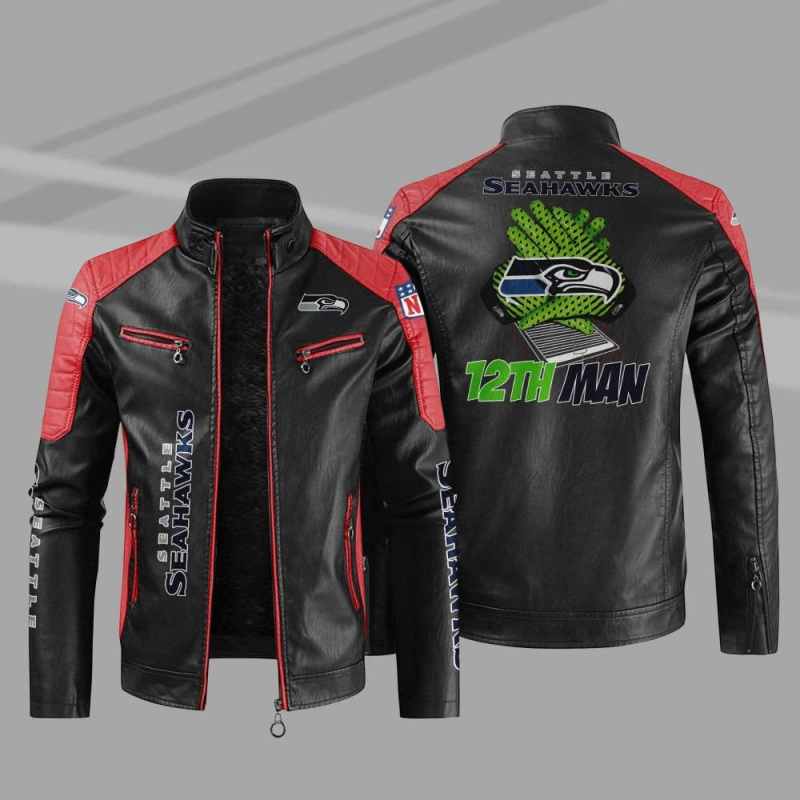 Seattle Seahawks Stand Collar Leather Jacket