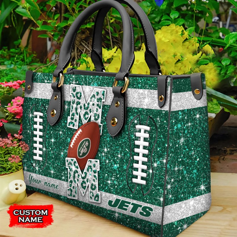 New York Jets Personalized Leather Hand Bag Image 1