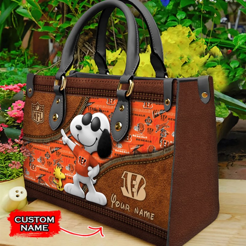 Cincinnati Bengals Personalized Leather Hand Bag - Image 1