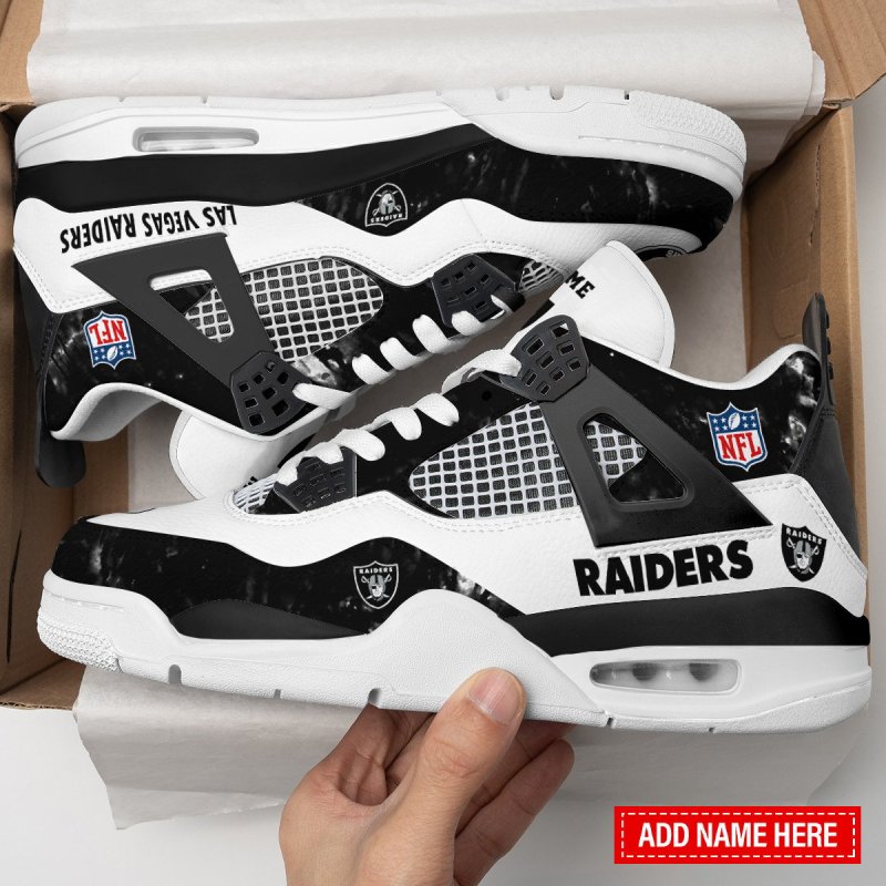 Las Vegas Raiders Personalized AJ4 Sneaker Image 1