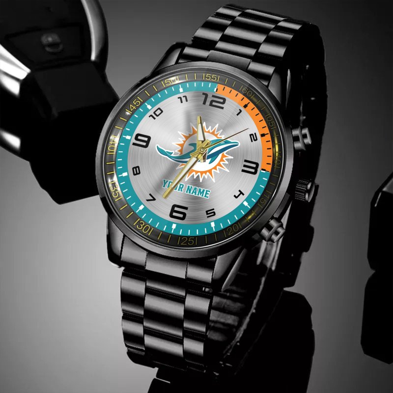 Miami Dolphins Black Fashion Watch