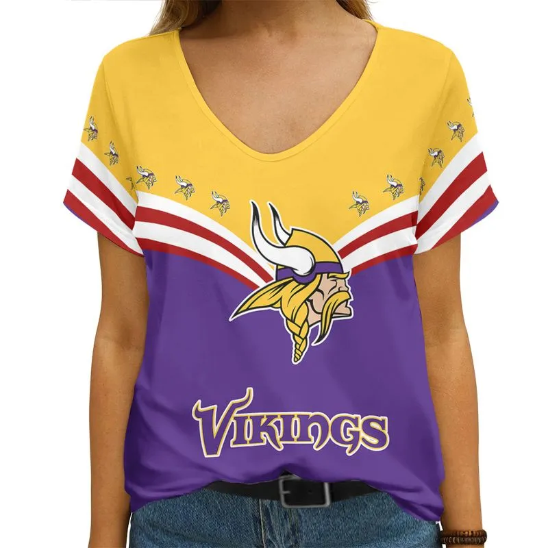 Minnesota Vikings Personalized V-neck Women T-shirt Image 1