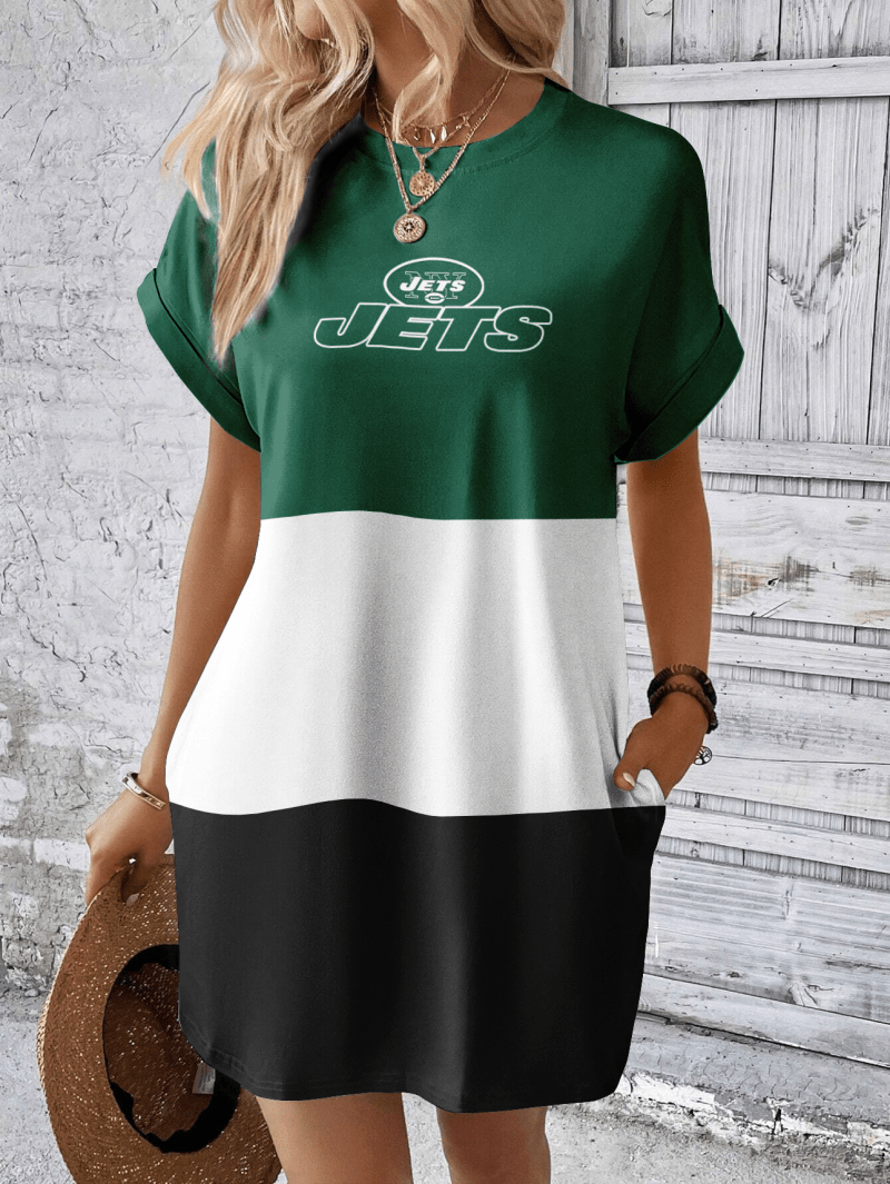 New York Jets Women's Hidden Pocket Batwing Casual Dress