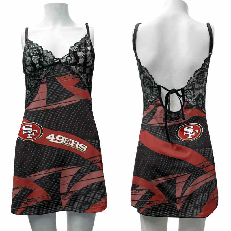 San Francisco 49ers Lace Back Strap Slip Dress