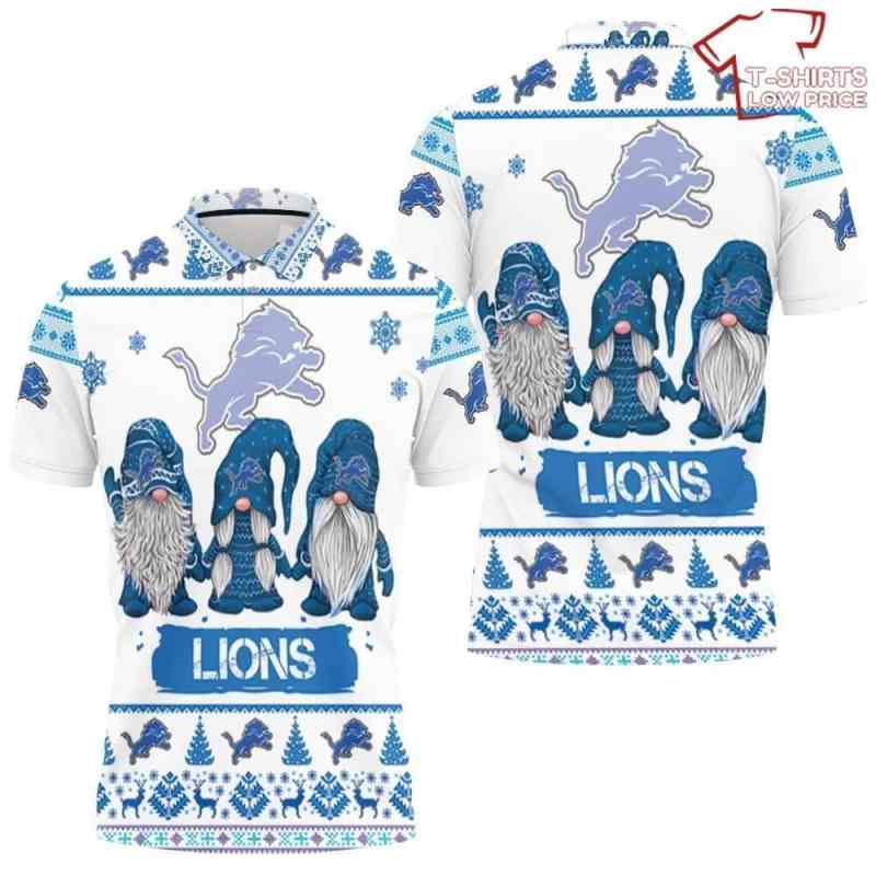 Christmas Gnomes Detroit Lions Ugly Sweatshirt Christmas 3D Polo Shirt