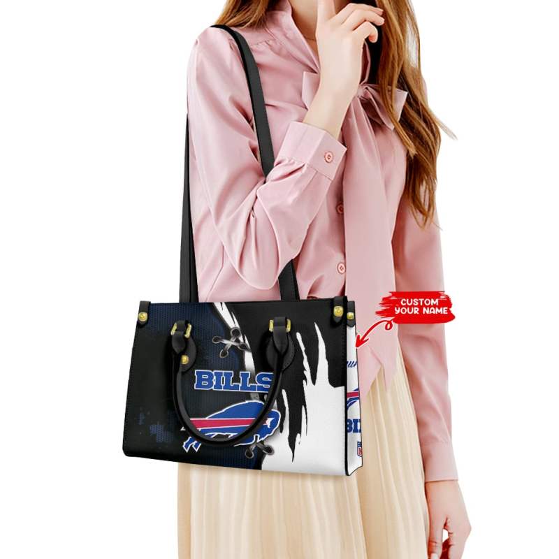 Buffalo Bills Personalized Leather Hand Bag Side