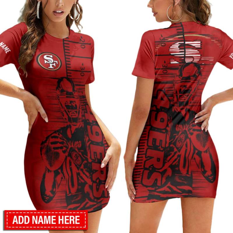 San Francisco 49ers Personalized Short Sleeve Bodycon Mini Dress