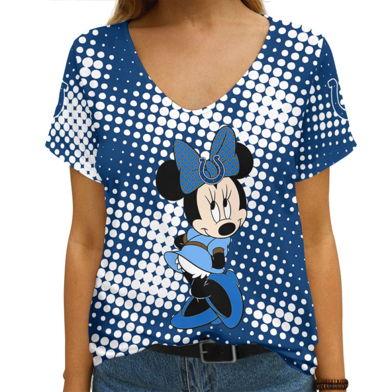 Indianapolis Colts Summer V-neck Women T-shirt Sizing Chart