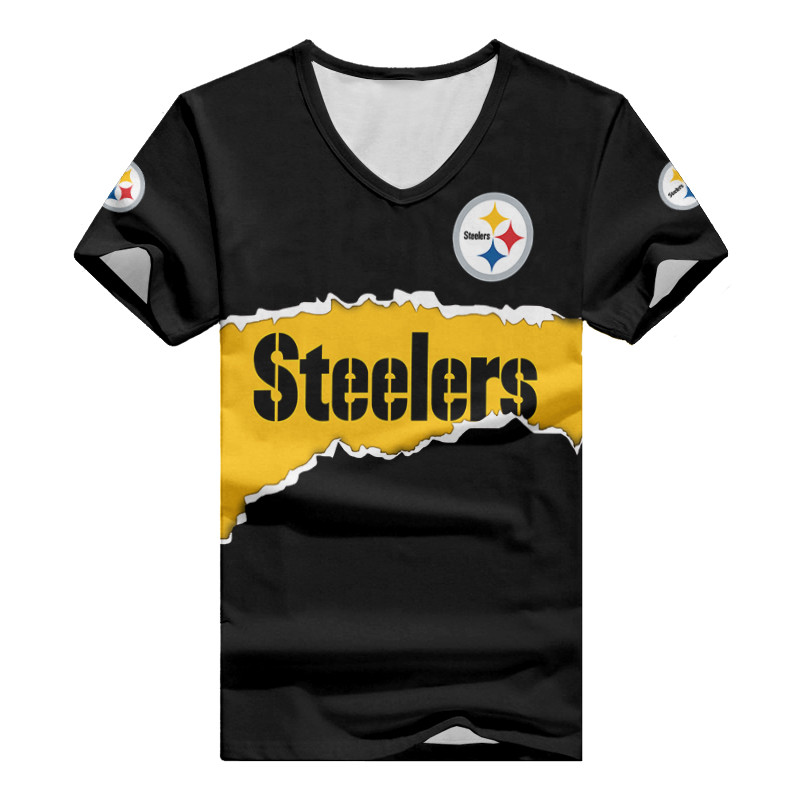 Pittsburgh Steelers Personalized Summer V-neck Women T-shirt