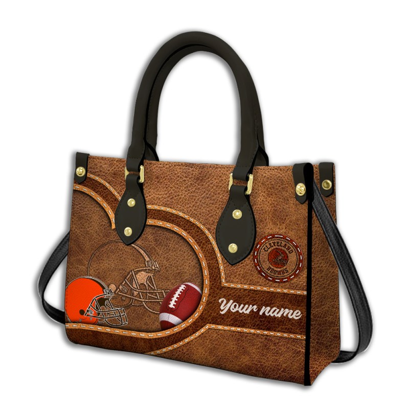 Cleveland Browns Personalized Leather Hand Bag Image 1