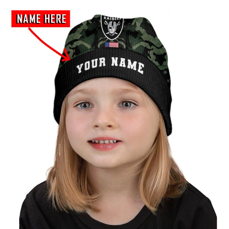 Las Vegas Raiders Personalized Beanie Back View