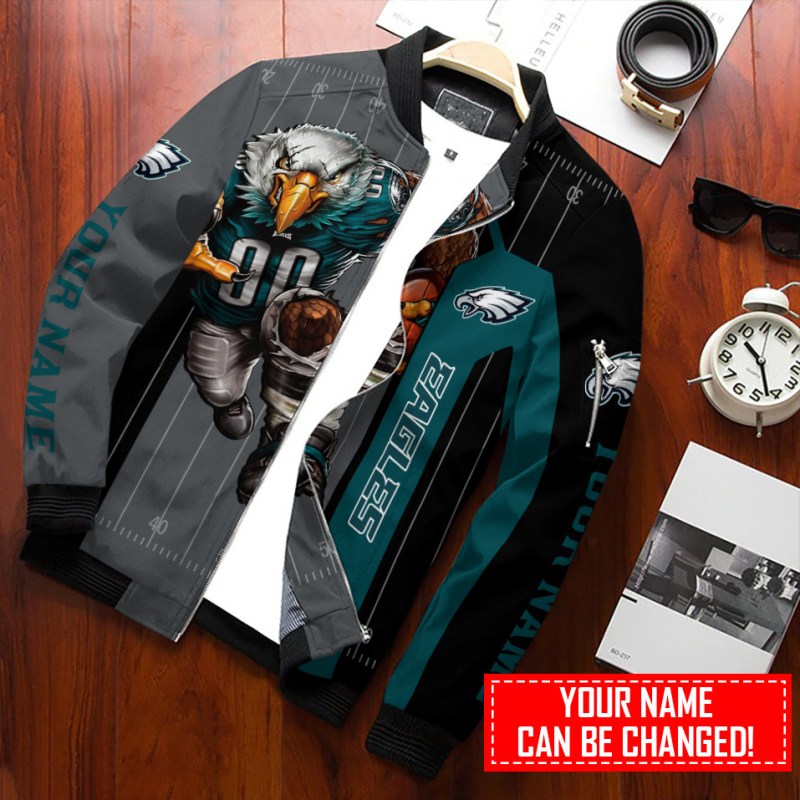 Philadelphia Eagles Personalized Bomber Jacket Back View