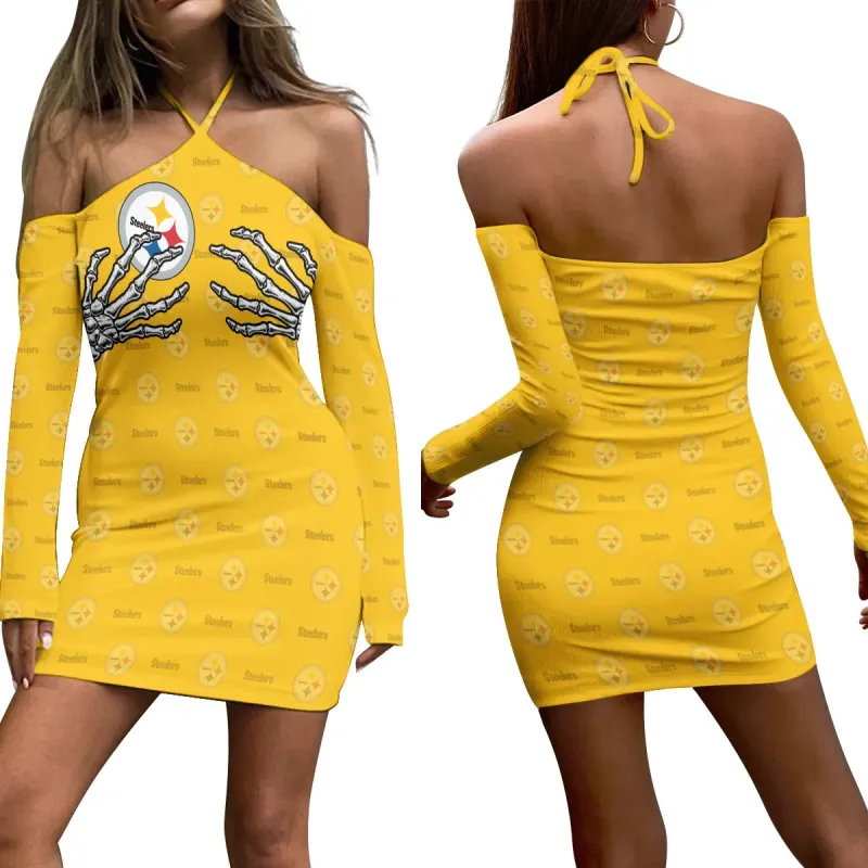 Pittsburgh Steelers Halter Lace-up Dress