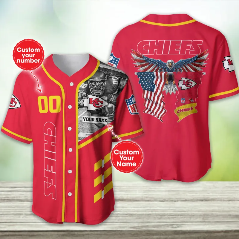 Kansas City Chiefs Personalized Baseball Jersey