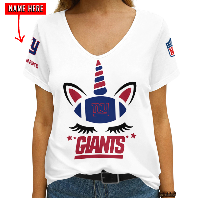 New York Giants Personalized V-neck Women T-shirt Image 2