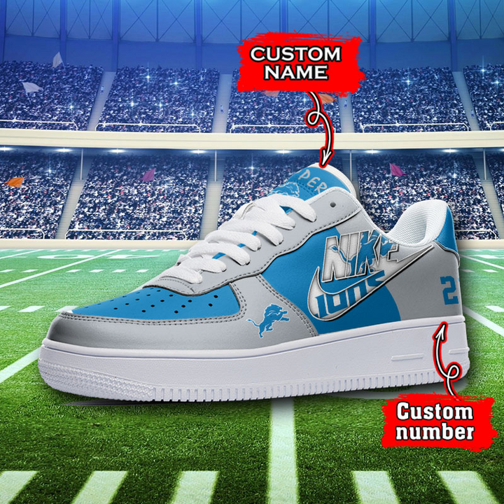 NFL Detroit Lions Custom Name Number Air Force 1 Sneaker
