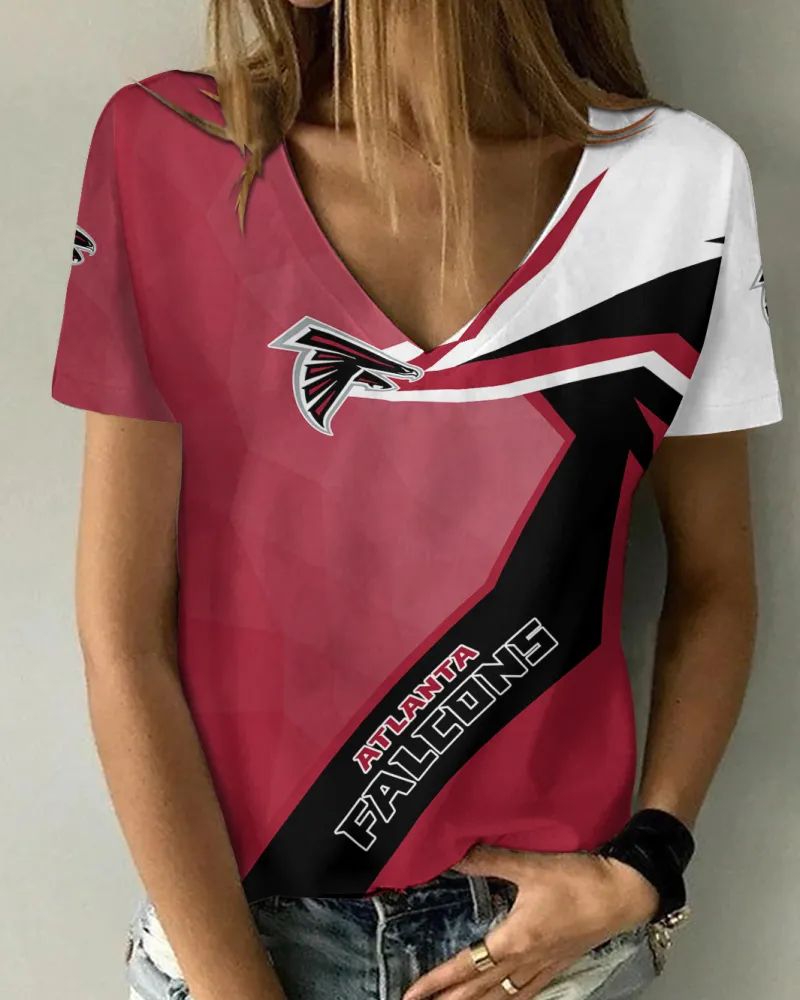 Atlanta Falcons V-neck Women T-shirt AGCWTS447 3 Atlanta Falcons V-neck T-shirt