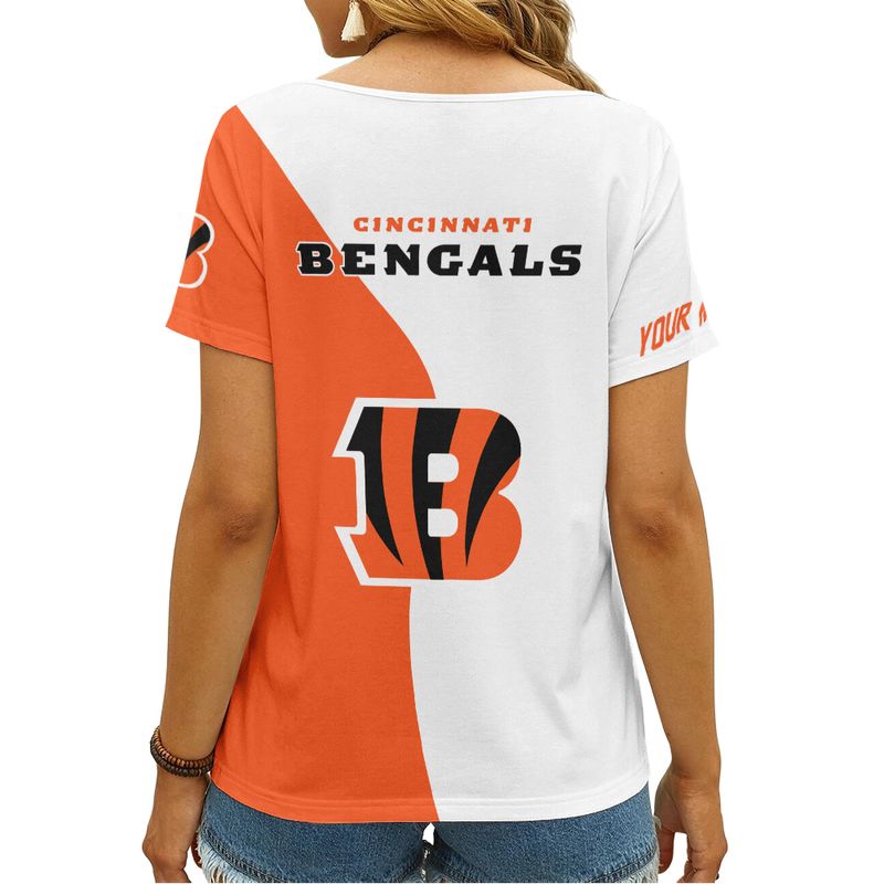 Cincinnati Bengals Personalized V-neck Women T-shirt - Image 3