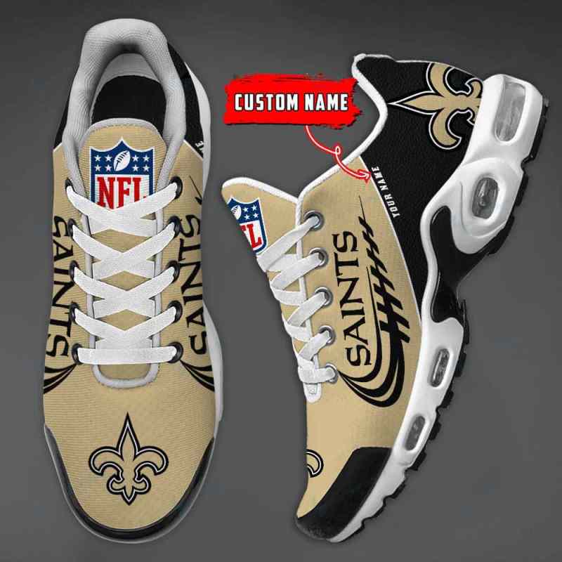 New Orleans Saints Personalized Plus T-N Youth Sneakers Back View
