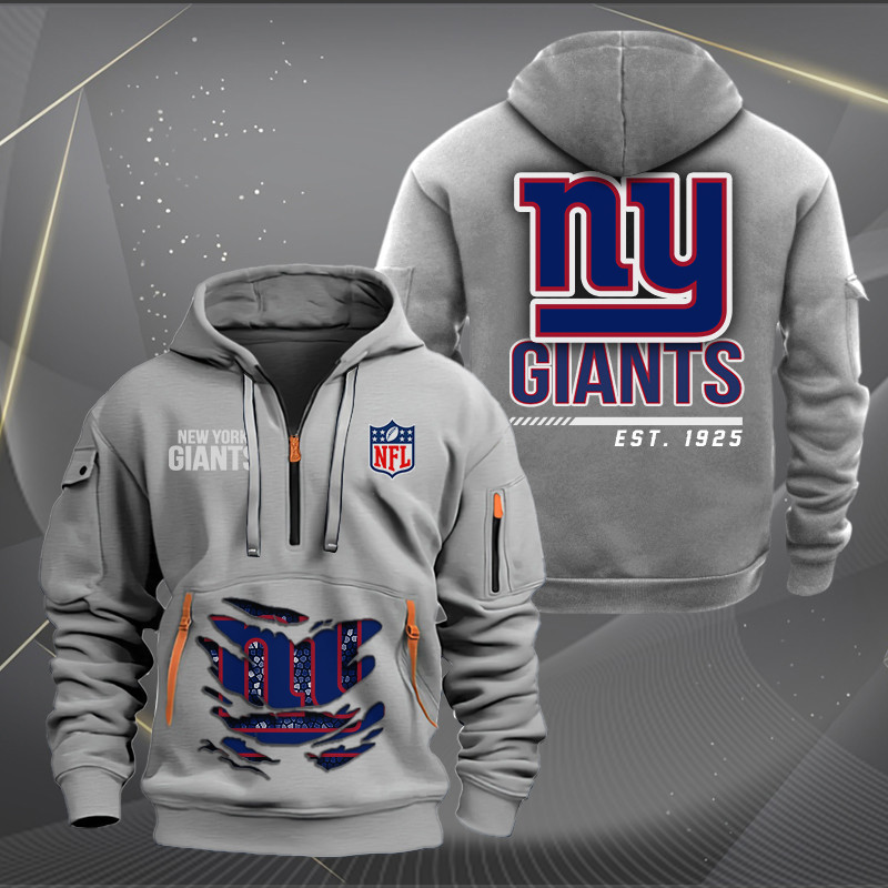 New York Giants Personalized Quarter Zip Hoodie