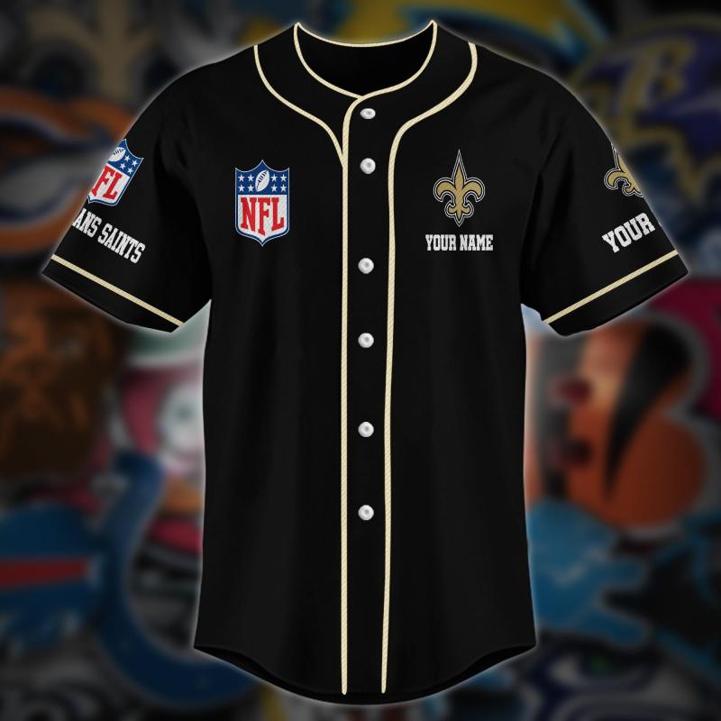 New Orleans Saints Baseball Jersey Front View