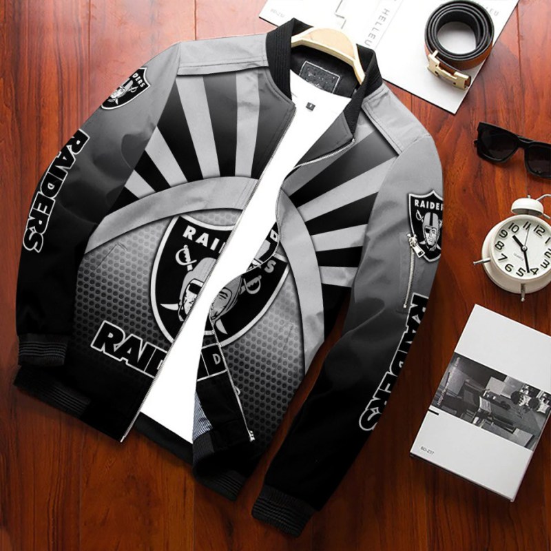 Las Vegas Raiders Bomber Jacket Side View