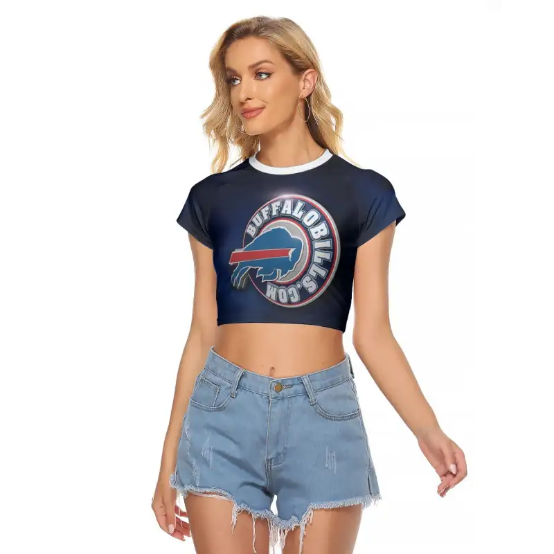 Buffalo Bills Women Raglan Cropped T-shirt Back View