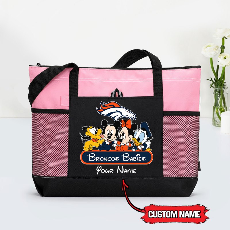 Denver Broncos Personalized Babies Tote Bag Pink