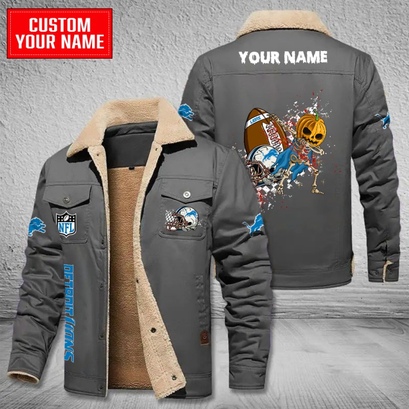 Detroit Lions Bomber Jacket Gray