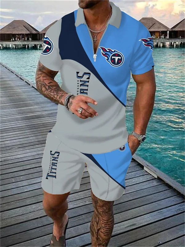 Tennessee Titans Zip Polo Shirt and Shorts