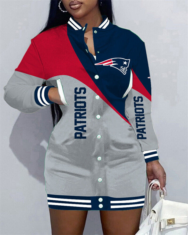 New England Patriots Women's Button Down Jacket Dress