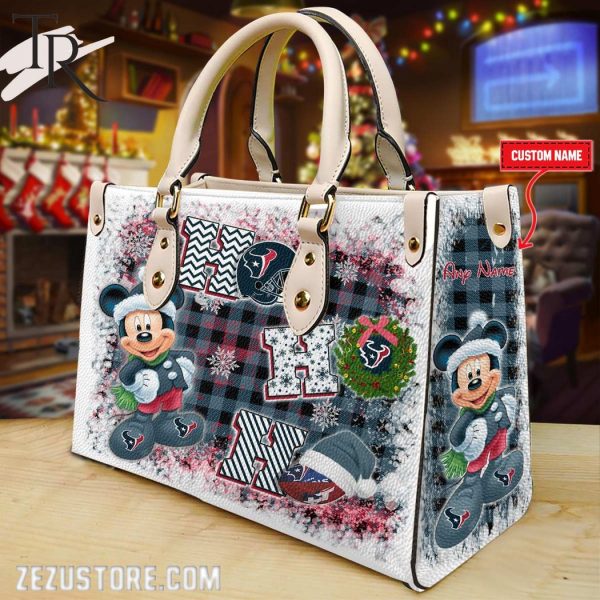 Houston Texans Personalized Ho Ho Ho Christmas Leather Hand Bag