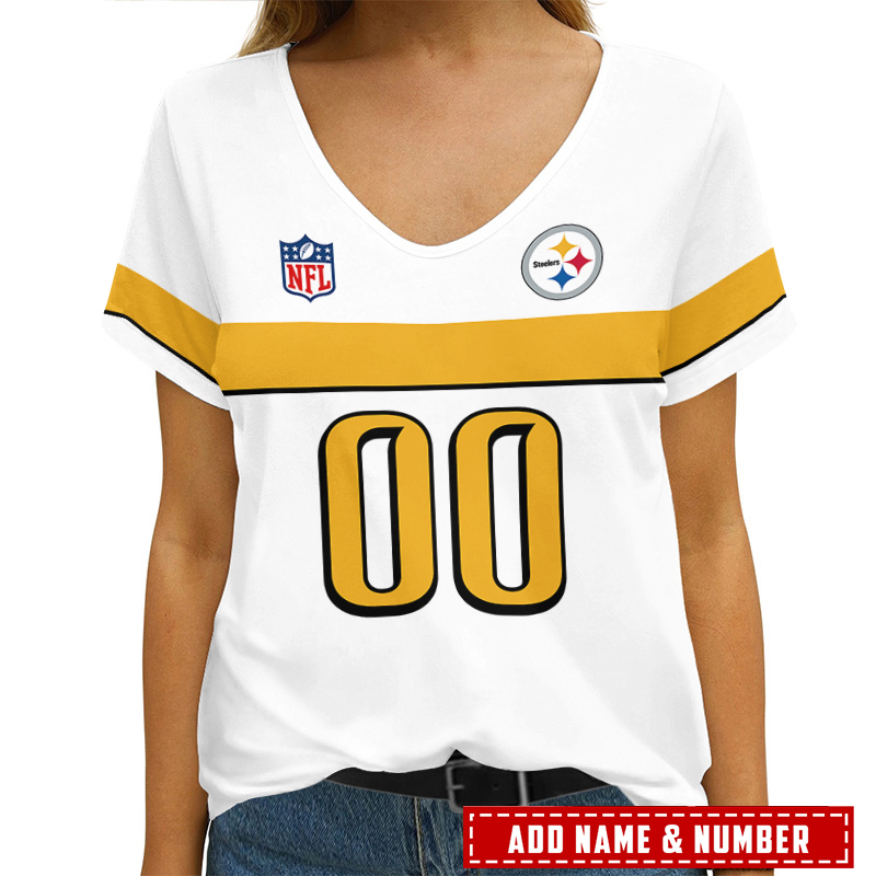 Pittsburgh Steelers Personalized V-neck Women T-shirt