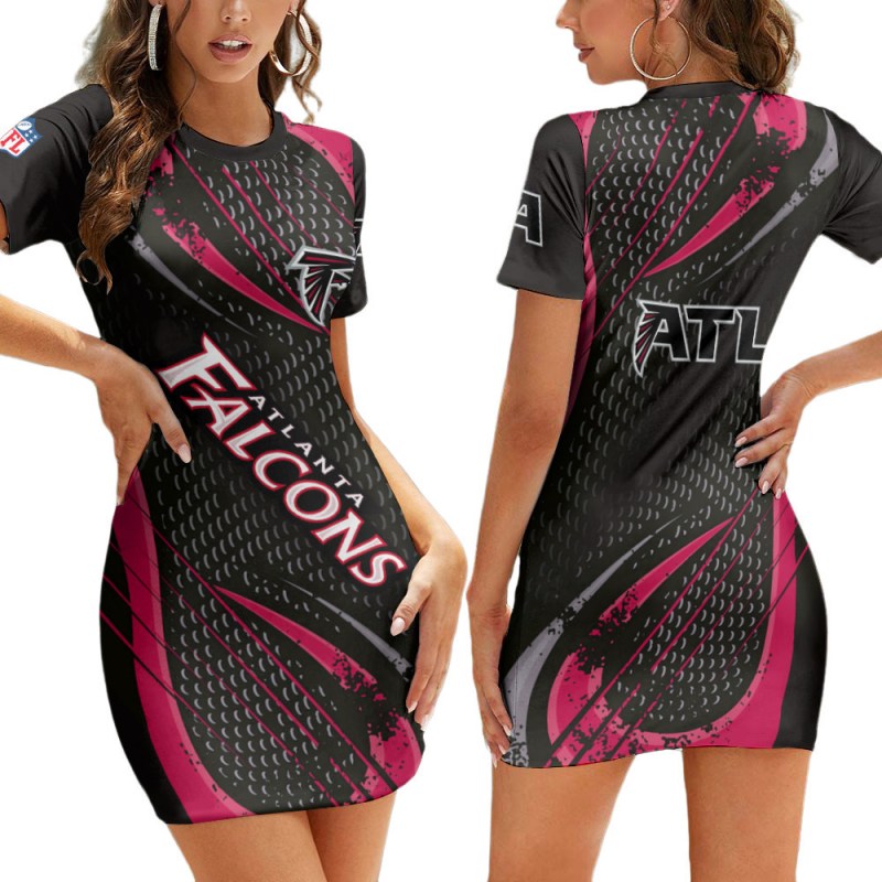 Atlanta Falcons Casual Short Sleeve Bodycon Mini Dress