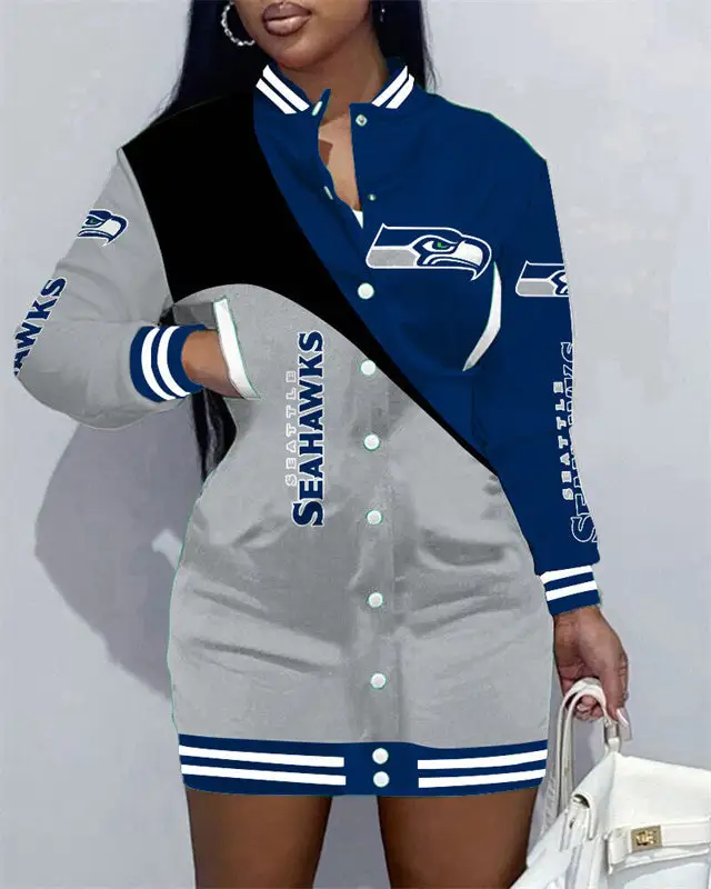 Seattle Seahawks Women's Button Down Jacket Dress