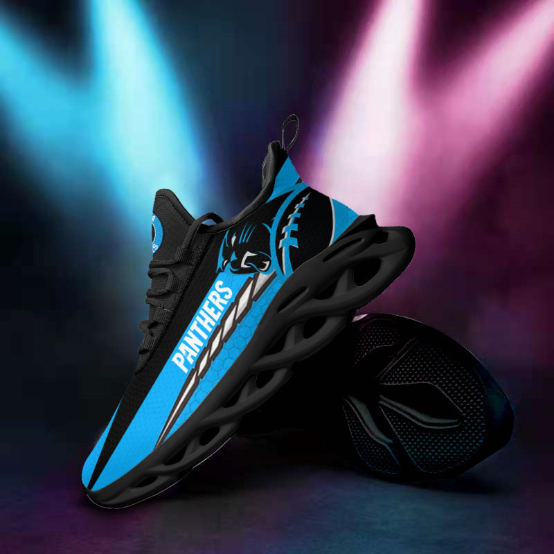 Carolina Panthers Yezy Running Sneakers Side View