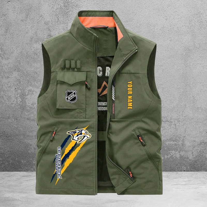 Nashville Predators New Personalized Multi-Pockets Vest AZBTMPV000182 7 Stylish Nashville Predators Vest