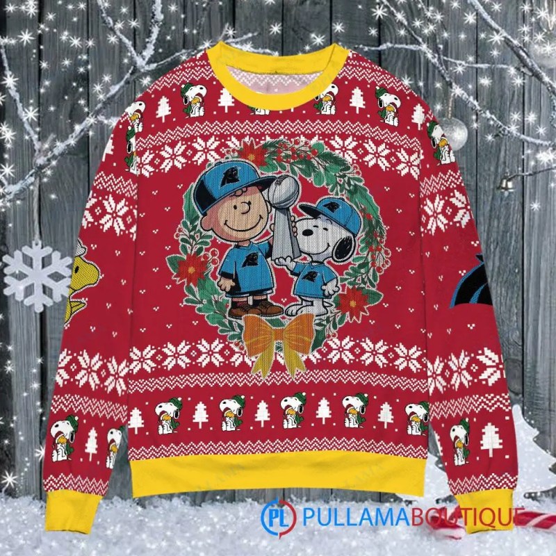 Carolina Panthers Ugly Christmas Sweater Front
