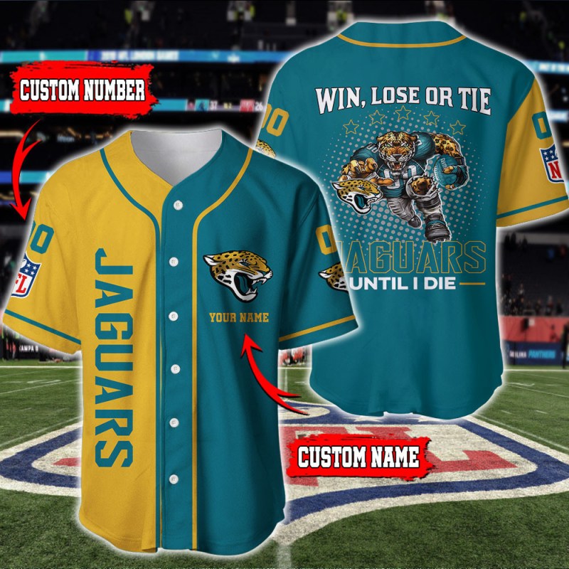 Jacksonville Jaguars Personalized Baseball Jersey
