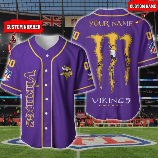 Minnesota Vikings Personalized Baseball Jersey