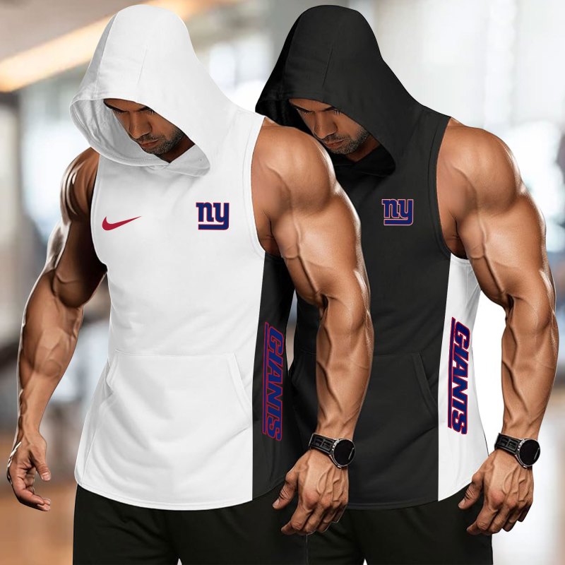 New York Giants Personalized Men's Workout Hooded Tank Top 1