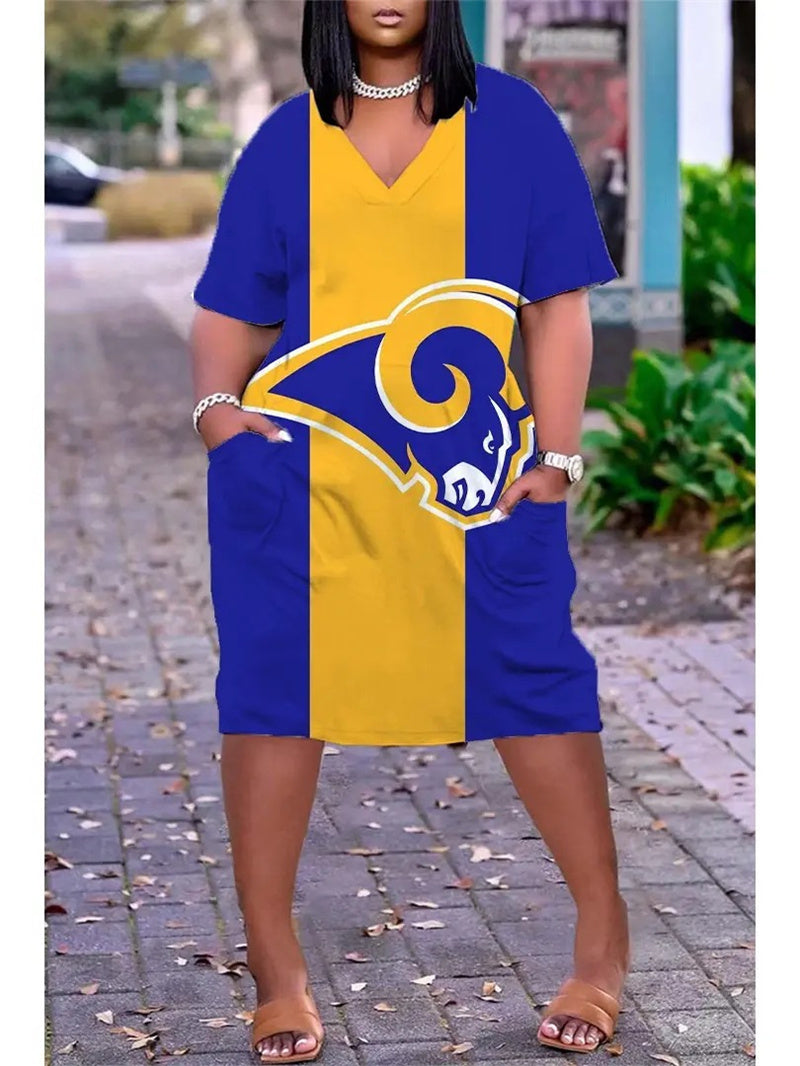 Los Angeles Rams V-neck Casual Pocket Dress