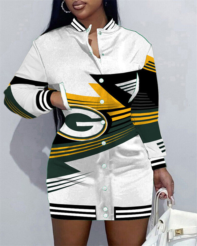 Green Bay Packers Women Button Down Jacket Dress