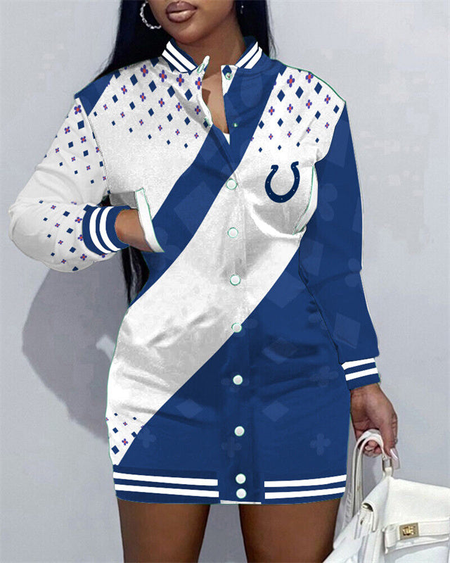 Indianapolis Colts Women Button Down Jacket Dress