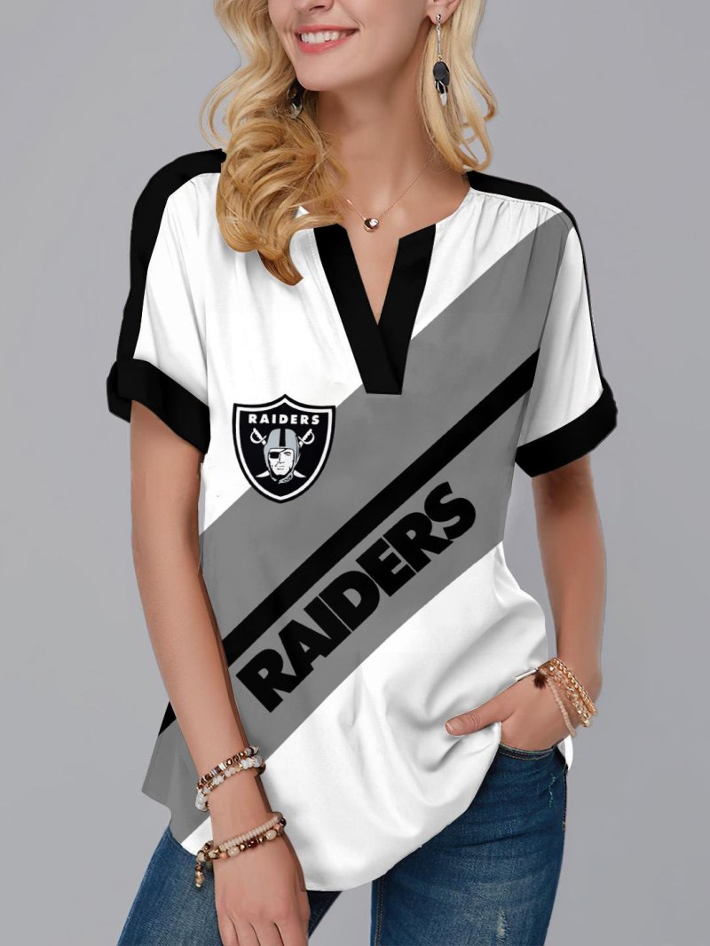 Las Vegas Raiders Fashion Short Sleeve V-Neck Shirt