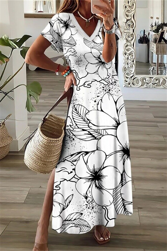 Detroit Lions V-Neck Side Slit Long Dress