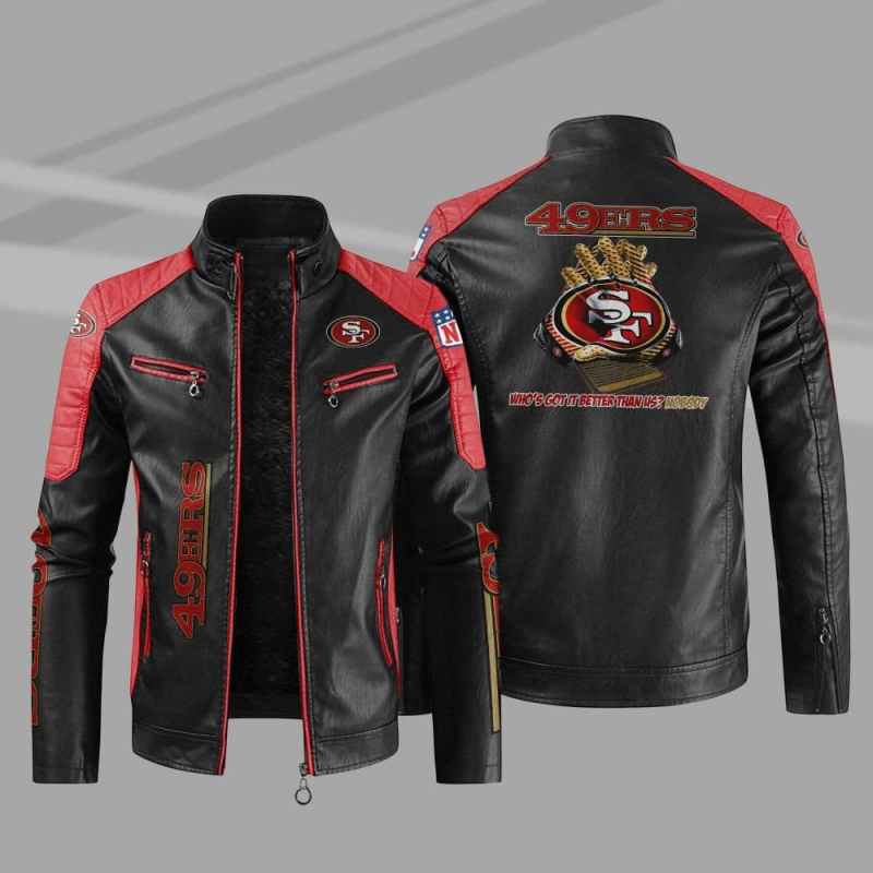 San Francisco 49ers Stand Collar Leather Jacket